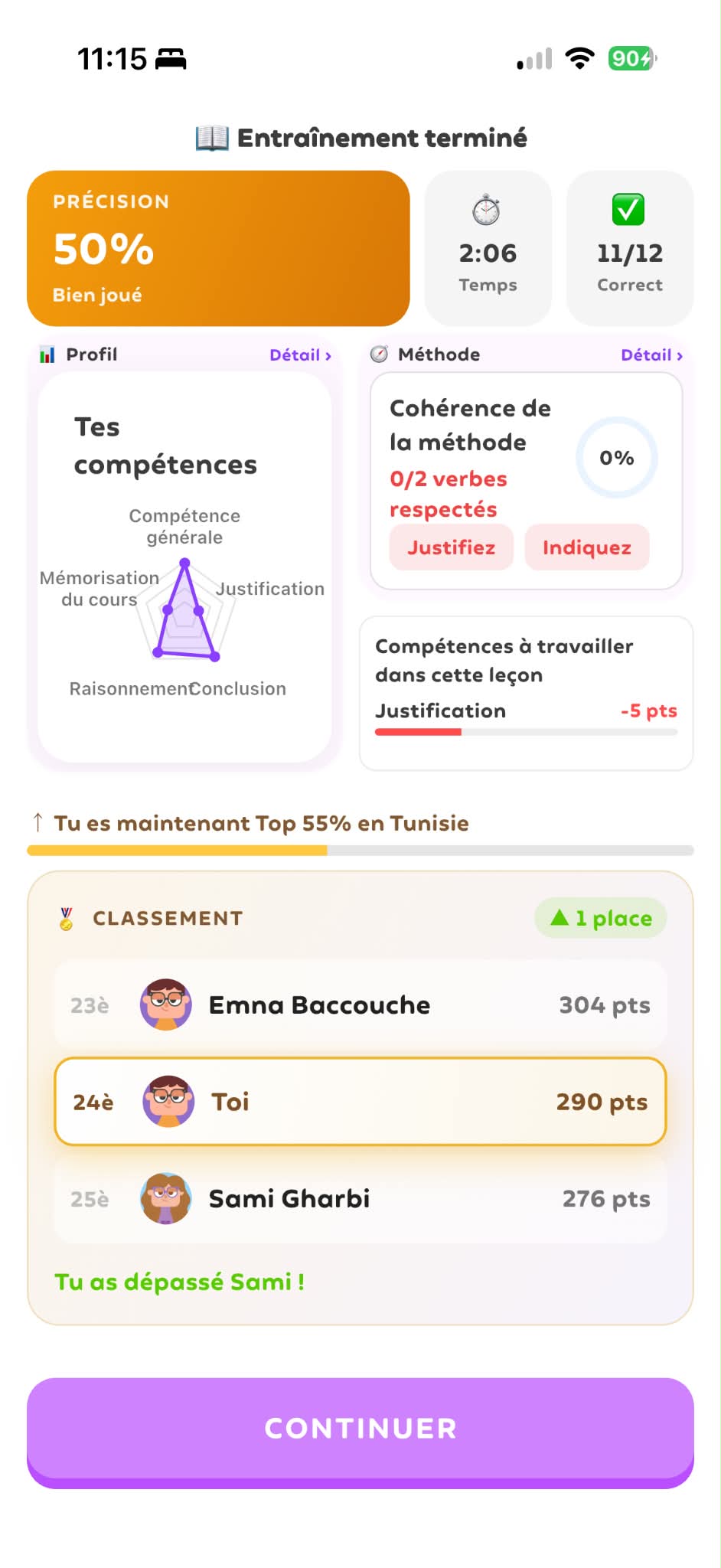 DuoBac app screen preview: Feedback